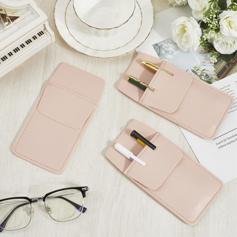 CALFOVERA 3PCS Genuine Leather Pocket Protector for Women Men Pen Pouch Holder Multipurpose Pencil Pocket Protector Cowhide Heavy Duty Tool Organizer for Nurse Teacher Shirts Hospital Office (Pink) - Image 3